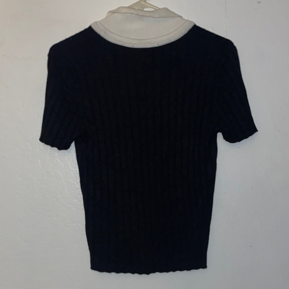 black and white collared top from forever 21. size large - Picture 2 of 2